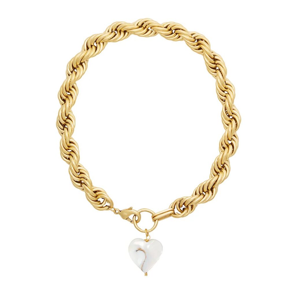 Brinker + Eliza Mother of Pearl Mini Showstopper Heart Pendant Necklace